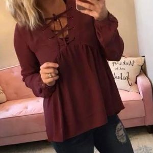 HYFVE | Plum Lace-Up Top